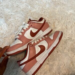 Nike Dunk Low Pink, White & Red Accent Sneakers